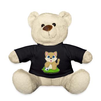 Katze Fußballspieler Fußball - Teddy - Schwarz - Vorne