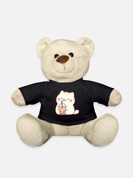 Boba and Cats Katze die Bubble Tee trinkt Anime - Teddy - Schwarz