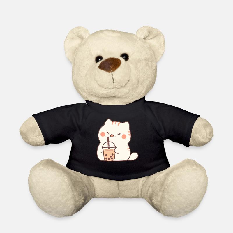 Boba and Cats Katze die Bubble Tee trinkt Anime - Teddy - Schwarz