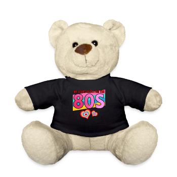 80s 1980s Disco Retro 80s Party - Teddy Bear - black - Front