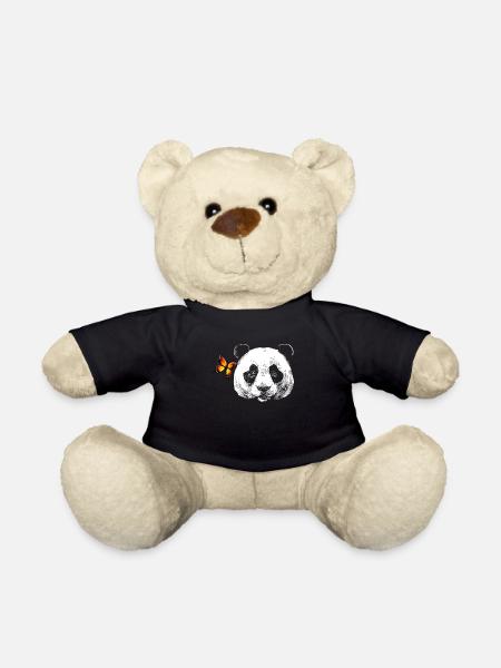 Panda mit Schmetterling - Teddy - Schwarz