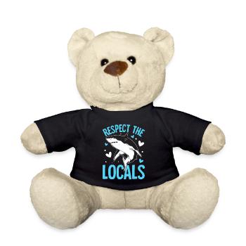 Respect The Locals Shark Ocean Sea Creatures - Teddy Bear - black - Front