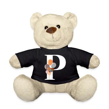 Buchstabe p Geburtstagsballon - Teddy - Schwarz - Vorne