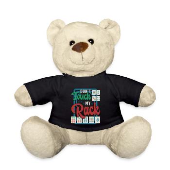 Mahjong Don't Touch My Rack Chinese Mahjong - Teddy Bear - black - Front