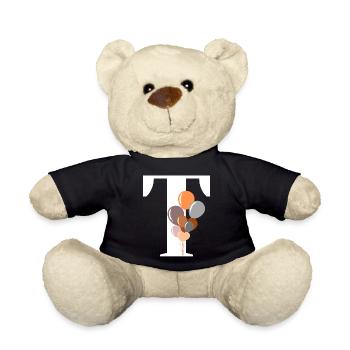 Buchstabe t Geburtstagsballon - Teddy - Schwarz - Vorne