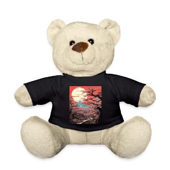 Japanese Cherry Blossom Tree Art Print Sakura - Teddy Bear - black - Front