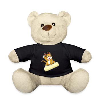 Hund Snowboarder Snowboard - Teddy - Schwarz - Vorne