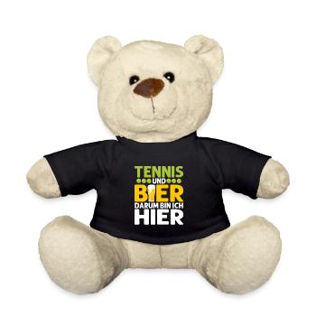 Tennis und Bier darum bin ich hier Club Verein Spi - Teddy - Schwarz - Vorne
