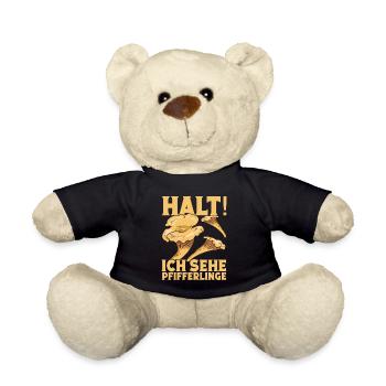 Pilze Pilzjäger Pfifferlingsammler Pilzsucher - Teddy - Schwarz - Vorne
