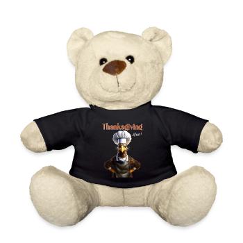 Thanksgiving Outfit - Funny autumn Happy Turkey - Teddy Bear - black - Front