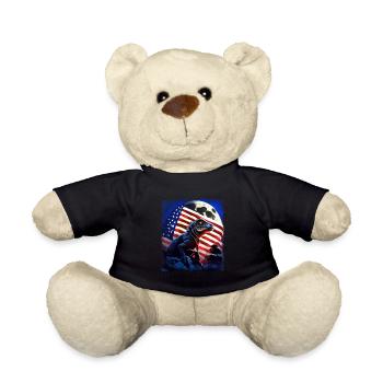Lézard d’Amérique sous la Lune avec drapeau américain - Nounours - noir - Devant