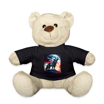 America wolf under Moon with American Flag - Teddy - Schwarz - Vorne