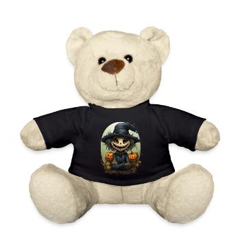 Scarecrow Halloween Cartoon Scary Scarecrow - Teddy Bear - black - Front