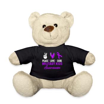 Peace Love Cure Military Kids Awareness Month Lila - Teddy - Schwarz - Vorne