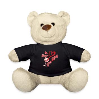 In Vino Veritas Herzglas - Teddy Bear - black - Front