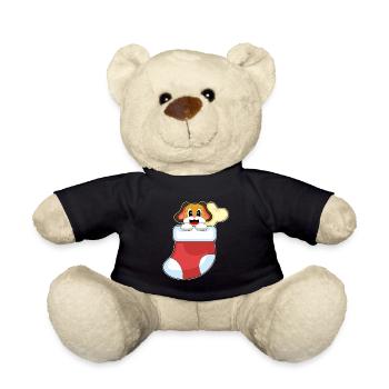 Dog Christmas Christmas Sock - Teddy Bear - black - Front