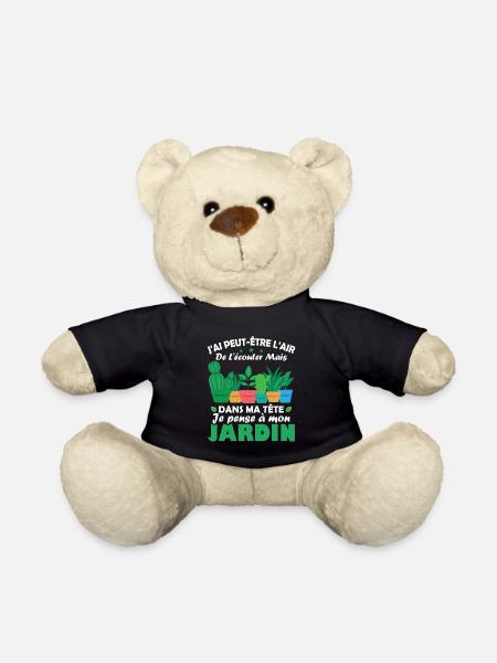 Dans ma tête je pense a mon jardin Humour cadeau - Nounours - noir