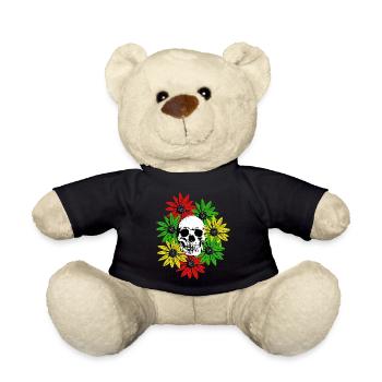 Floral Framed Skull - Teddy Bear - black - Front