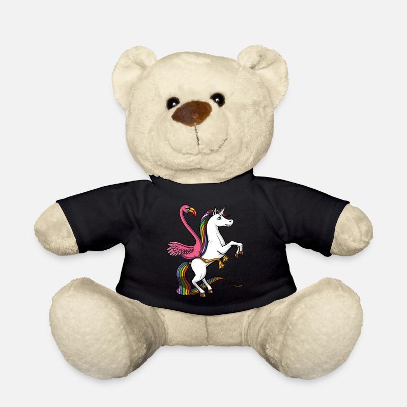 Flamingo Vogel reitet magisches Einhorn - Teddy - Schwarz