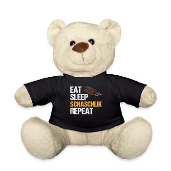 Eat Sleep Schaschlik Repeat Lebensstil Geschenk - Teddy - Schwarz - Vorne