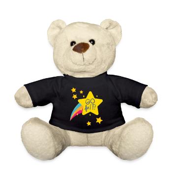 GO for it / Motivation zu mehr Mut / Geschenkidee - Teddy - Schwarz - Vorne