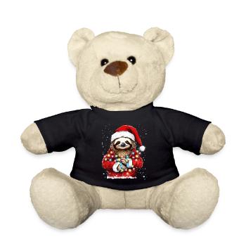 Sloth Christmas, Cute Sloth Christmas Design - Teddy Bear - black - Front