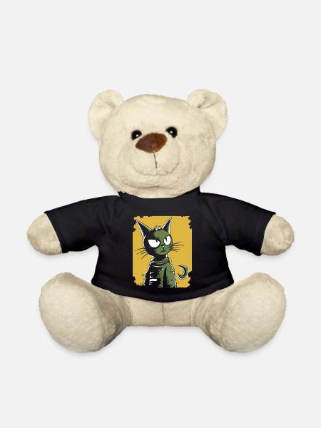 Vintage Retro Cartoon Cat - Teddy Bear - black