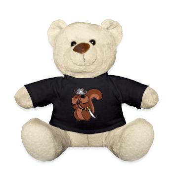 Funny Forest Animal Cute Squirrel Pirate Kids - Teddy Bear - black - Front