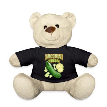 Reine des courgettes, dicton de légumes drôle - Nounours - noir - Devant
