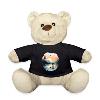 Fliegenfischer Romantik Angler T-Shirt für Angler - Teddy - Schwarz - Vorne