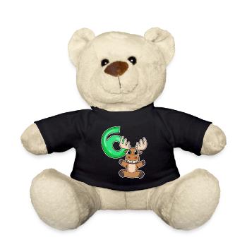 6th Birthday 6 Year Old with Animal Motif - Six - Teddy Bear - black - Front