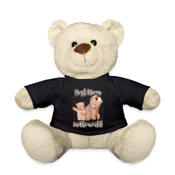 Best Mom In The World, Spruch Muttertag, Mama-Bär - Teddy - Schwarz - Vorne