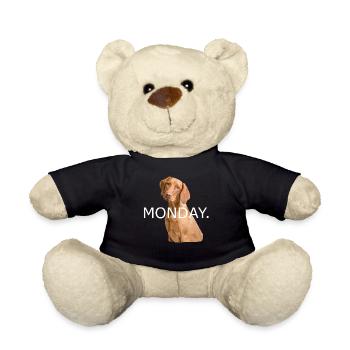 Monday Tired Dog Funny Saying Gift - Teddy Bear - black - Front