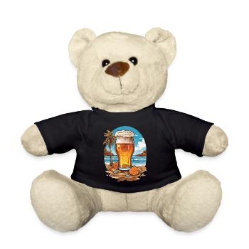 Bier am Strand Sonne und Urlaub Bierliebhaber - Teddy - Schwarz - Vorne