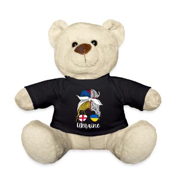 Moitié Anglais Moitié Ukrainien Fille Ukraine Drapeau - Nounours - noir - Devant