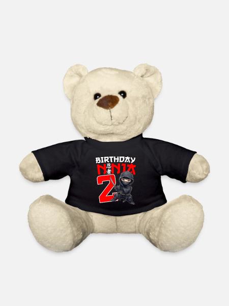 Kids Birthday Ninja Shirt - 2 Year Old Ninja Birth - Teddy Bear - black