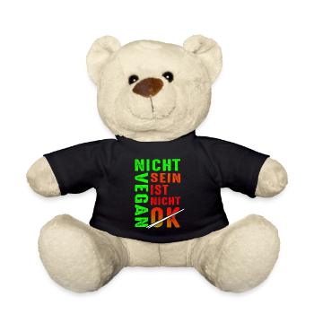 Nicht Vegan Sein Ist Nicht Okey Kein Fleisch Veget - Teddy - Schwarz - Vorne