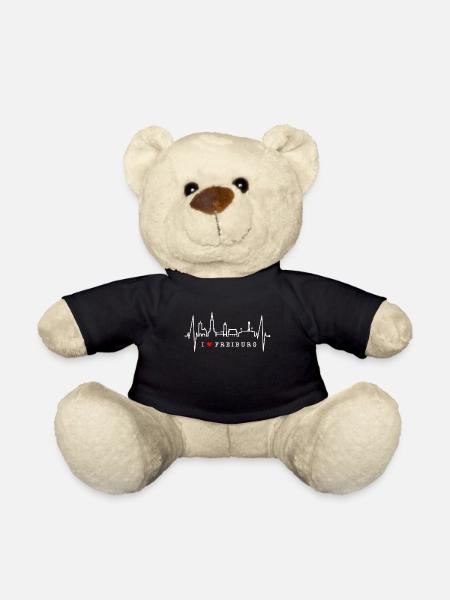 Freiburg im Breisgau Skyline Herzschlag Freiburger - Teddy - Schwarz