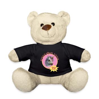 Schulkind 2024 endlich Schule Einhorn mit Brille - Teddy - Schwarz - Vorne