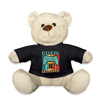 Niveau 30 débloqué Cadeau 30 ans Anniversaire - Nounours - noir - Devant