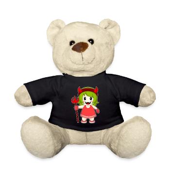 Girls Halloween Devil Trident - Teddy Bear - black - Front