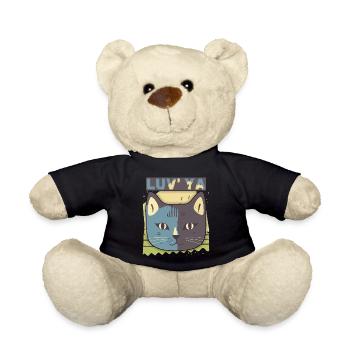 Chat de la Saint-Valentin, tête de chat, déclaration d’amour - Nounours - noir - Devant