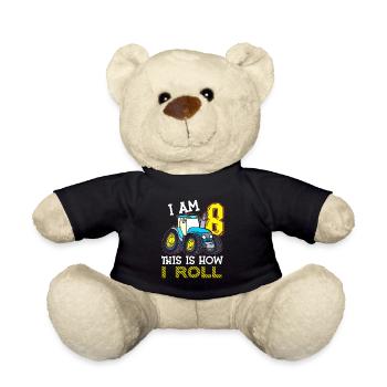 8e anniversaire drôle tracteur cadeau - Nounours - noir - Devant