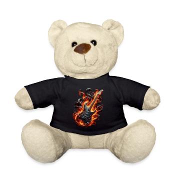 E-Gitarre mit Flammen - Teddy - Schwarz - Vorne