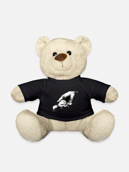 Dad Mom Child Holding Hands - Teddy Bear - black