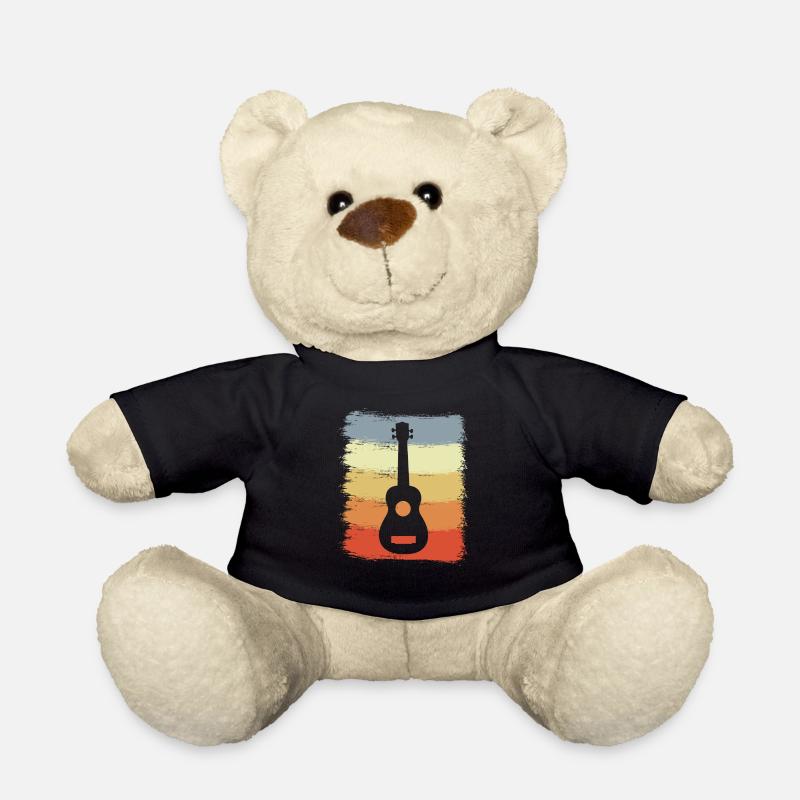 Vintage Ukulele Drawing - Teddy Bear - black