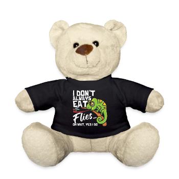 Je ne mange pas toujours des mouches, caméléon T-shirt - Nounours - noir - Devant