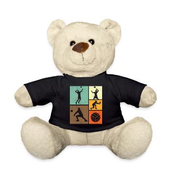 Volleyball Retro Vintage Volleyball Player - Teddy Bear - black - Front