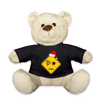 "Christmas star" with Santa hat - Teddy Bear - black - Front