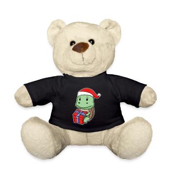 Turtle with Christmas hat - Teddy Bear - black - Front